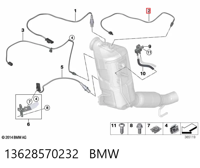 Купити 8570232 BMW Датчик температури відпрацьованих газів (ВГ), перед фільтром сажі