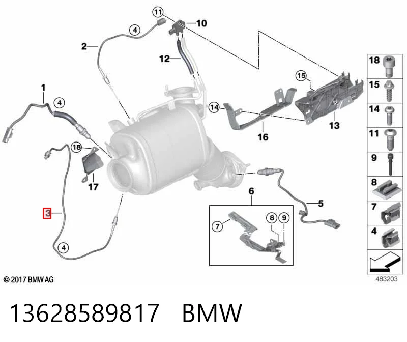 TS3037412B1 Delphi Датчик температури відпрацьованих газів (ВГ), після фільтр сажі