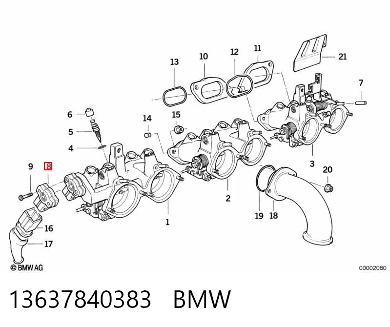 13637840383 BMW Датчик положення дросельної заслінки (потенціометр)