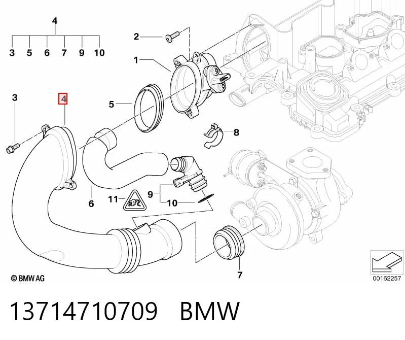 Головний патрубок витратоміра повітря (черепаха) BMW 7 седан (E65, E66, E67) (2001 - 2008) ціна, від 12.67 USD