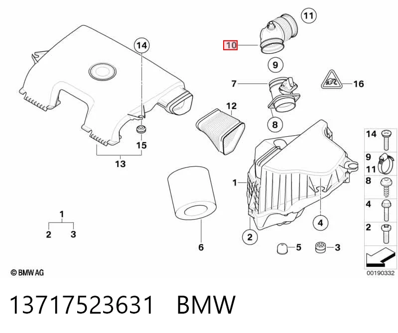 Гофра витратоміра повітря на BMW 3  E92