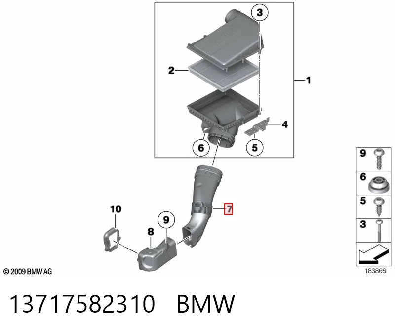 13717582310 BMW Патрубок повітряний, вхід повітряного фільтра