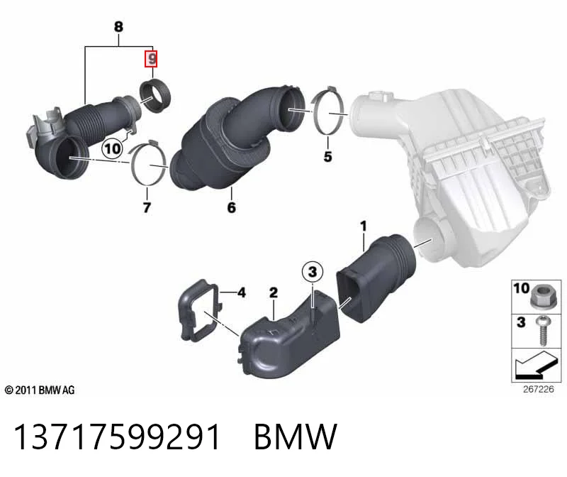 13717599291 BMW Кільце ущільнювача патрубка интеркуллера