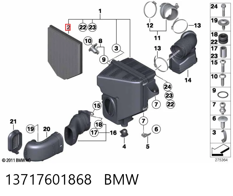 13717601868 BMW Повітряний фільтр двигуна