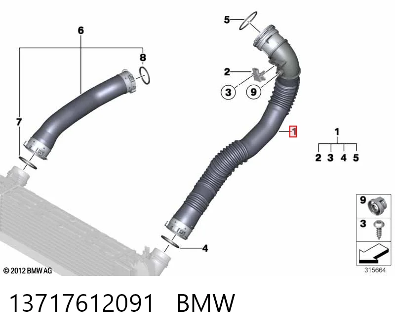 13717612091 BMW Шланг/патрубок интеркуллера