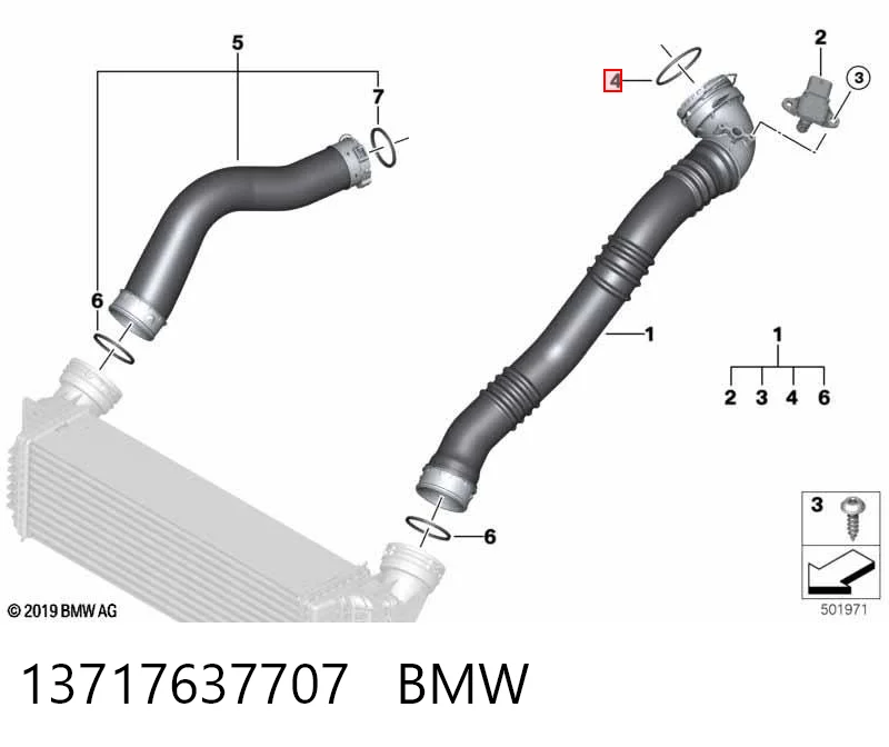 13717637707 BMW Кільце ущільнювача патрубка интеркуллера