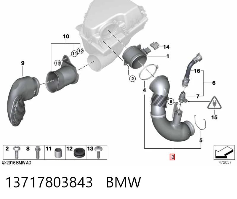 7803843 BMW Гофра витратоміра повітря