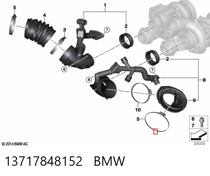 13717848152 BMW Патрубок повітряний, вхід в турбіну (наддув)