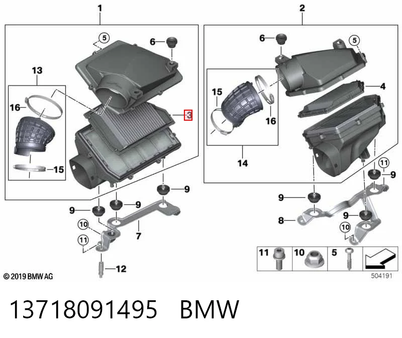 13718091495 BMW Повітряний фільтр двигуна