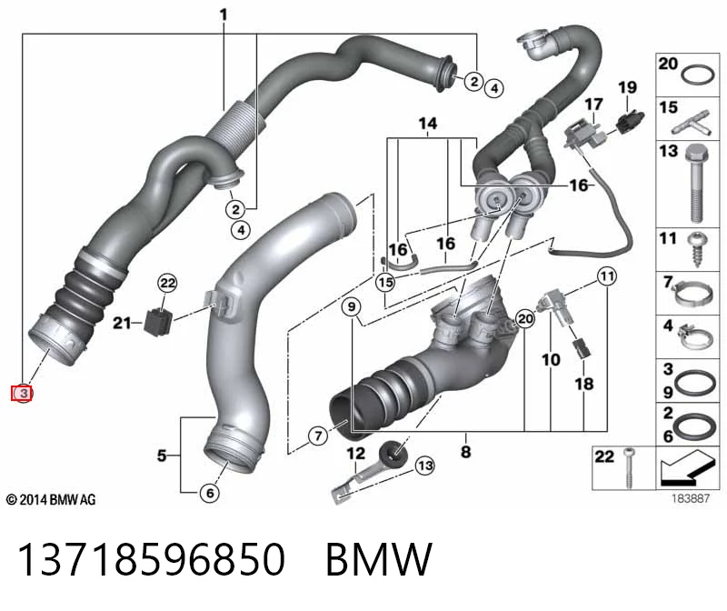 13718596850 BMW Кільце ущільнювача патрубка интеркуллера