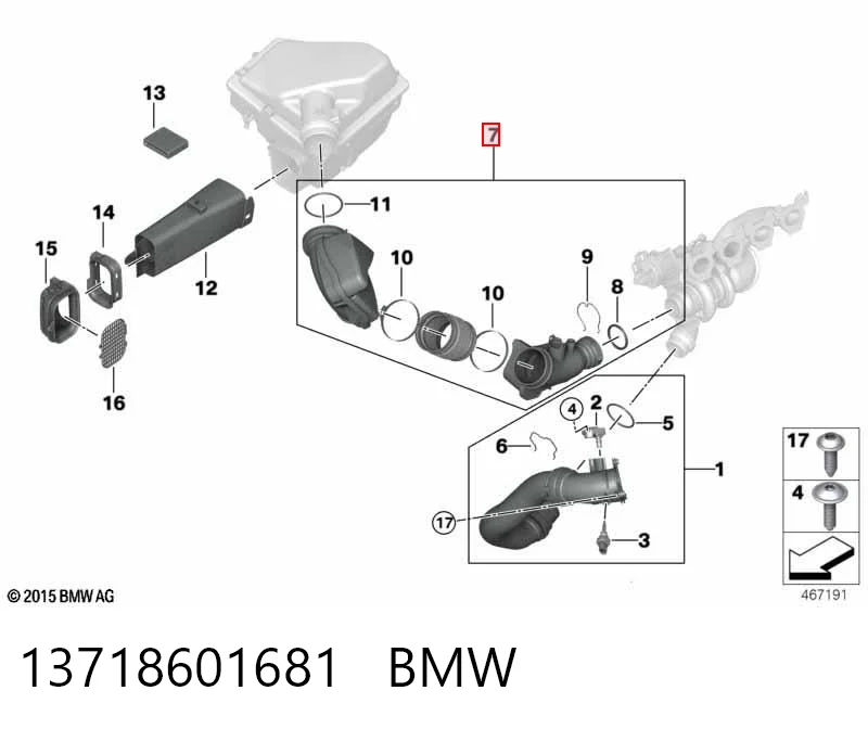 13718601681 BMW Патрубок повітряний, вхід в резонатор