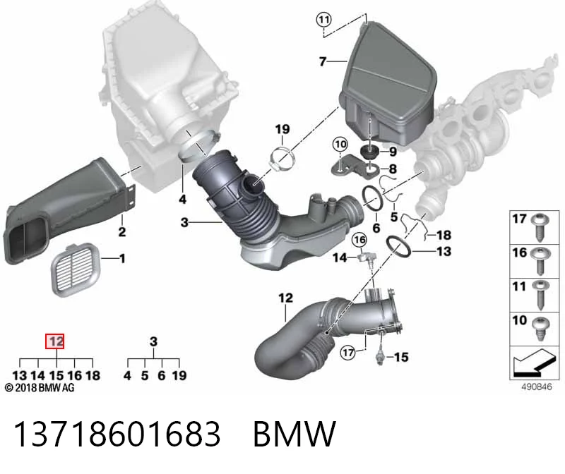 Патрубок повітряний, вхід в турбіну (наддув) 13718601683 Chrysler