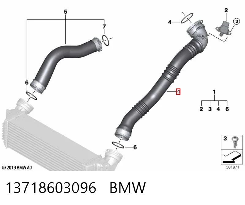 13718603096 BMW Шланг/патрубок интеркуллера