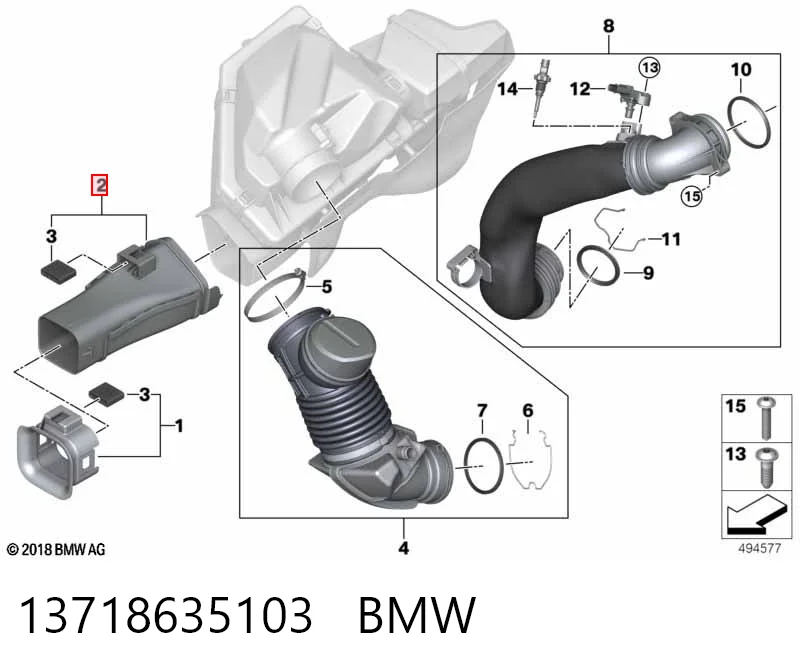 13718635103 BMW Патрубок повітряний, вхід повітряного фільтра