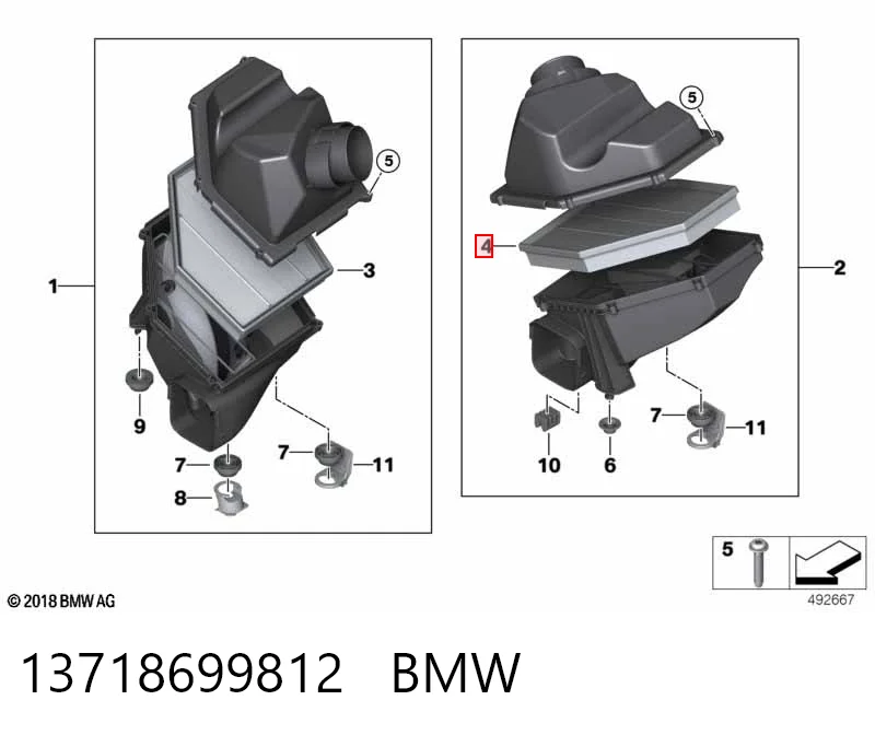 13718699812 BMW Повітряний фільтр двигуна