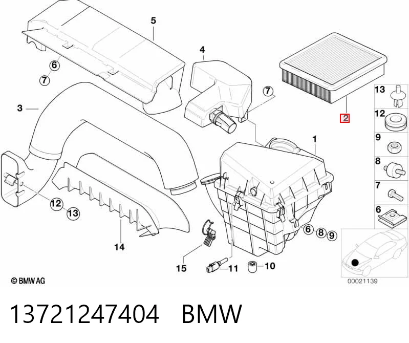 13721247404 BMW Повітряний фільтр двигуна