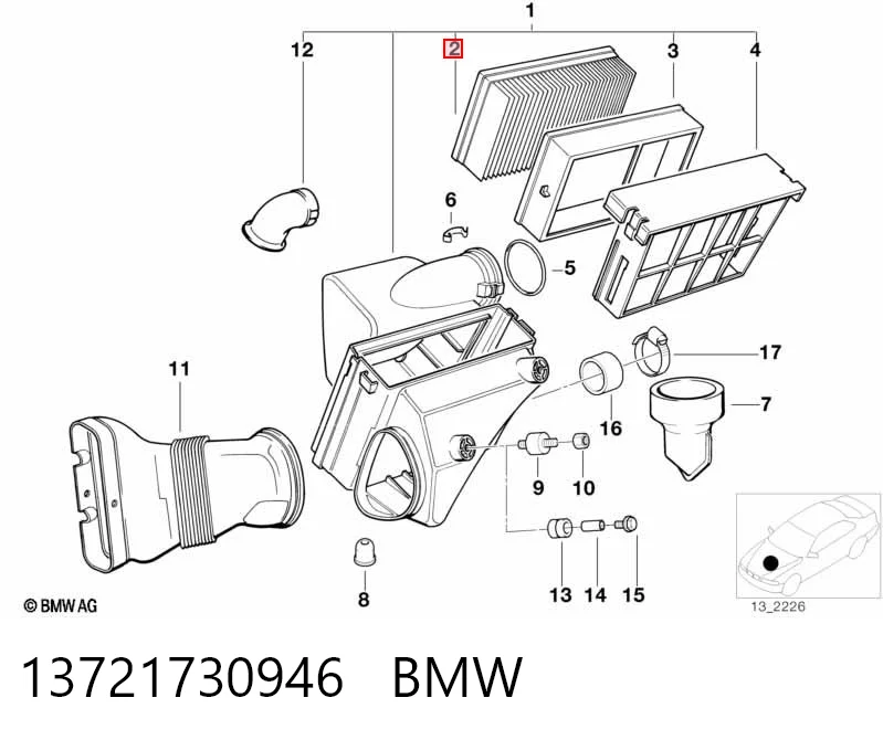 13721730946 BMW Повітряний фільтр двигуна