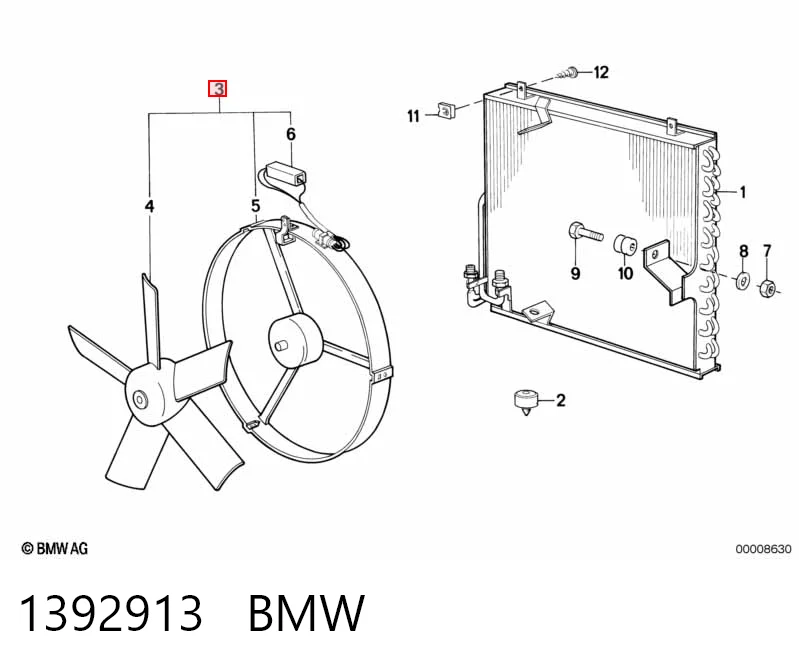 1392913 BMW Вентилятор / крильчатка радіатора кондиціонера