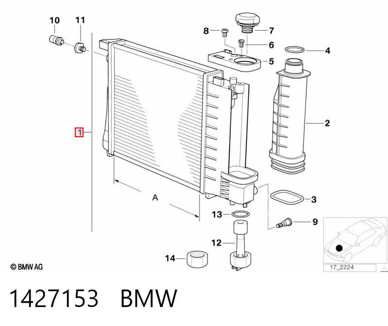 1427153 BMW Радіатор охолодження двигуна
