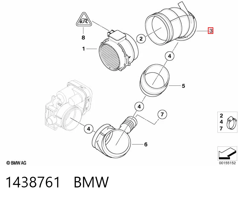1438761 BMW Гофра витратоміра повітря