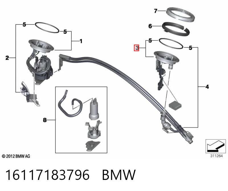 Датчик бензобака на BMW 7  E65, E66, E67