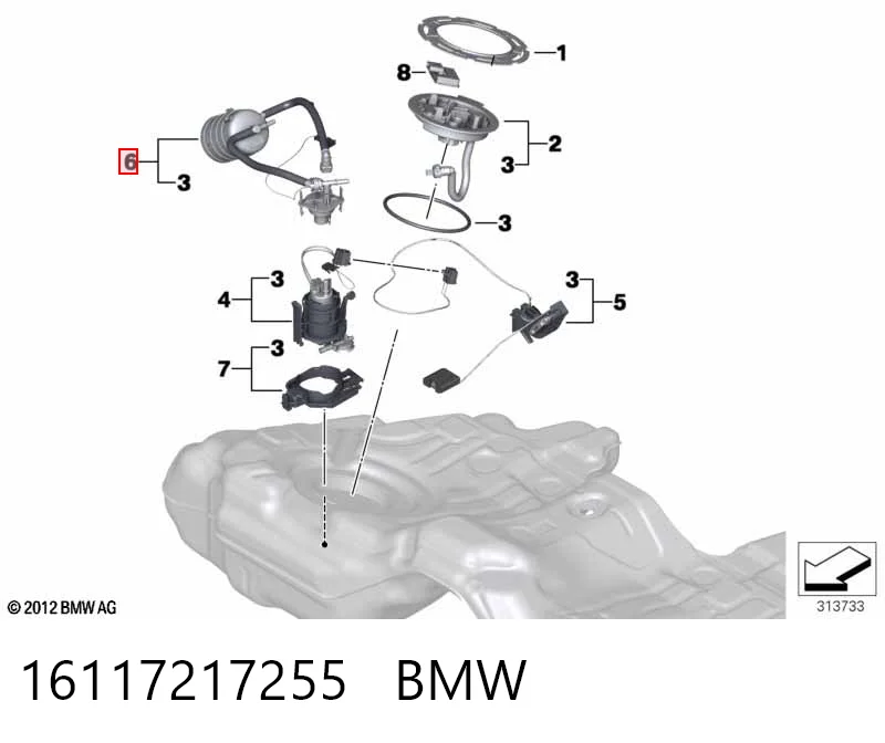 16117217255 BMW Регулятор тиску палива модуля паливного насоса в баці