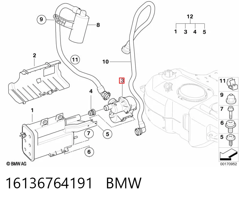 16136764191 BMW Насос діагностики течі в баку