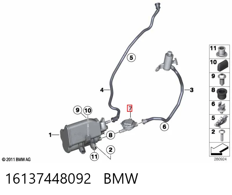Клапан абсорбера паливних парів BMW 7333302 ціна, від 12.29 USD