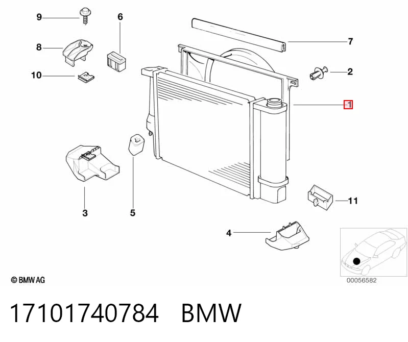 Купити Дифузор (кожух) радіатора охолодження BMW 5  E39