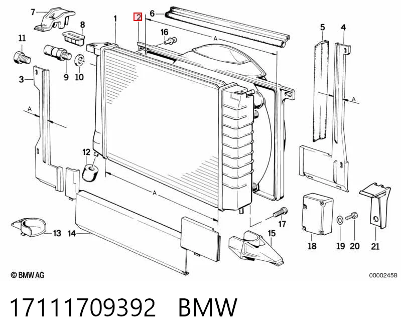Дифузор (кожух) радіатора охолодження BMW 7 E32