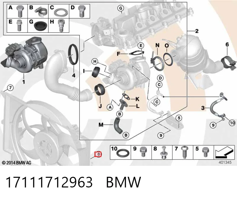 17111712963 BMW Пістон (кліп) кріплення решітки радіатора охолодження