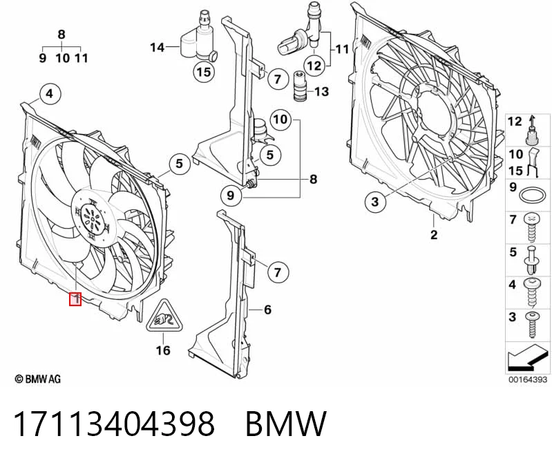 3415182 BMW Дифузор радіатора охолодження, в зборі з двигуном і крильчаткою