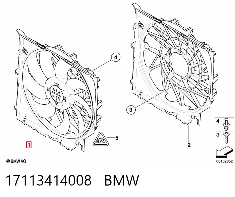 17113414008 BMW Дифузор радіатора охолодження, в зборі з мотором і крильчаткою
