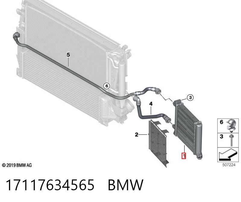 17117634565 BMW Радіатор охолодження двигуна, додатковий