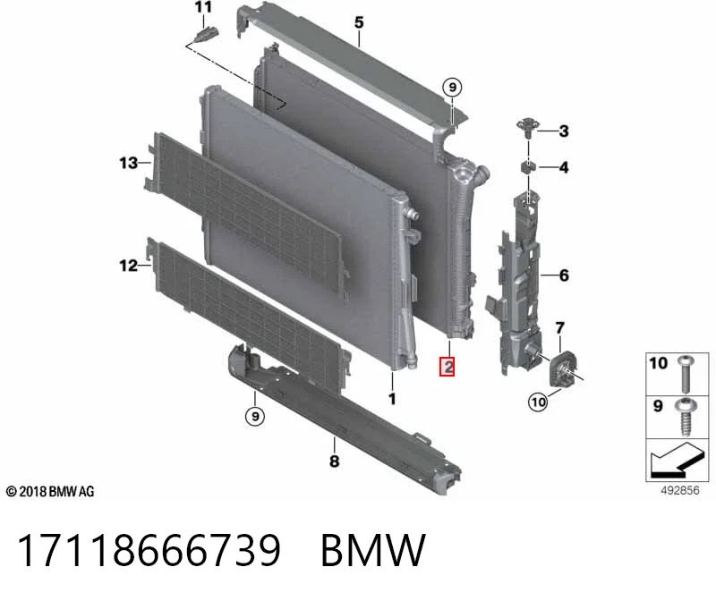 17118666739 BMW Радіатор охолодження двигуна, додатковий