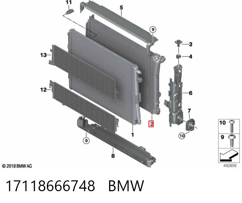 Радіатор охолодження двигуна на BMW 3  G20, G80, G28