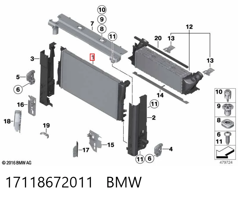 17118672011 BMW Радіатор охолодження двигуна