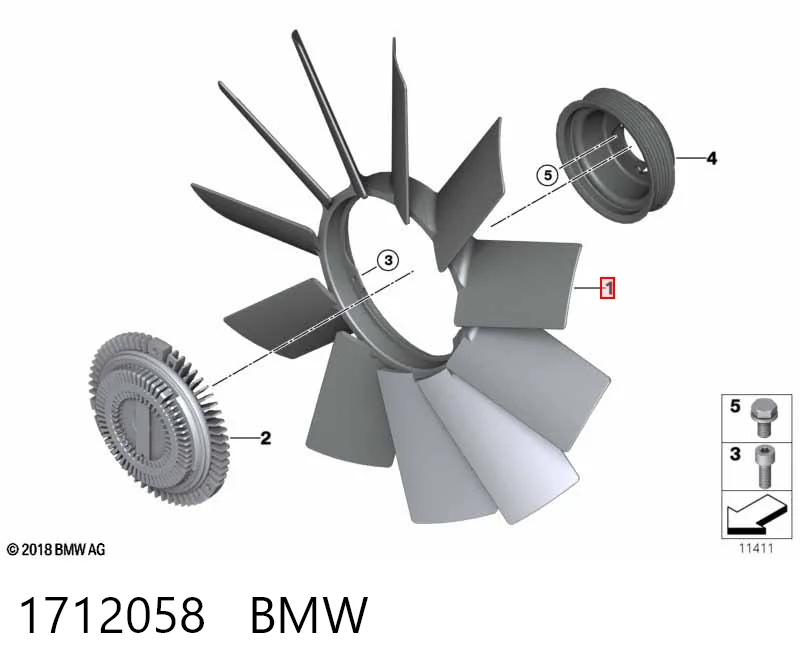 1712058 BMW Вентилятор / крильчатка радіатора охолодження