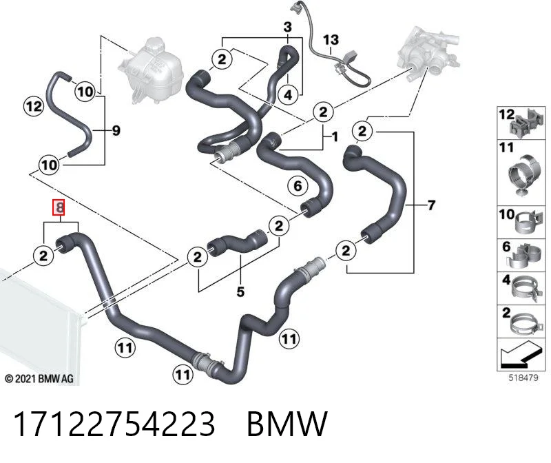 17122754223 BMW Шланг/патрубок радіатора охолодження, нижній