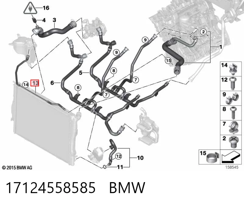 17124558585 BMW Шланг розширювального бачка, верхній