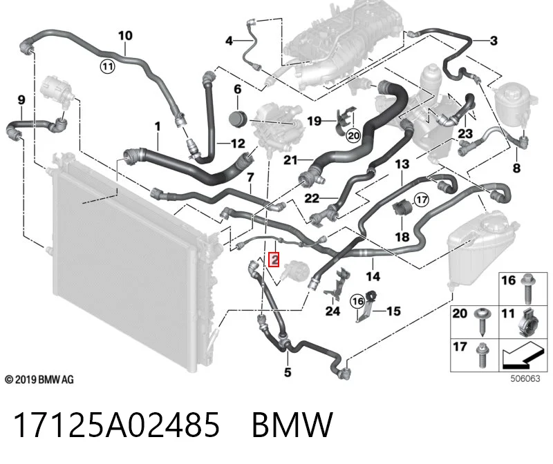 17125A02485 BMW Шланг термостата