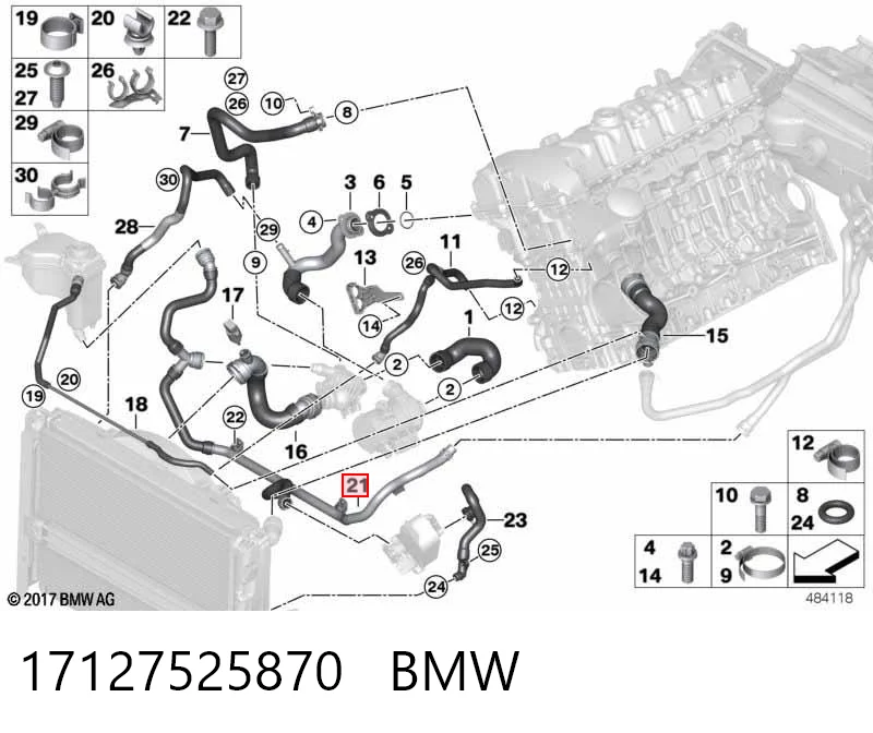 17127525870 BMW Шланг розширювального бачка, нижній