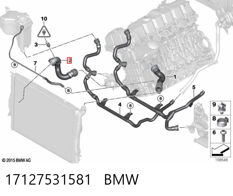 17127531581 BMW Шланг/патрубок радіатора охолодження, нижній