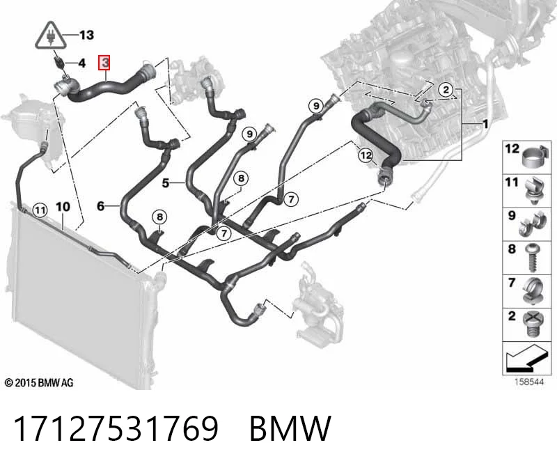 17127531769 BMW Шланг/патрубок радіатора охолодження, нижній