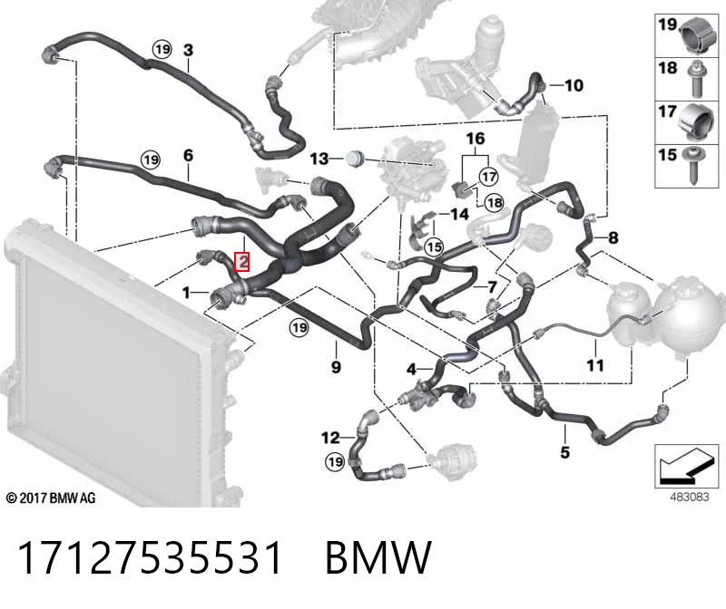 17127535531 BMW Шланг/патрубок радіатора охолодження, нижній