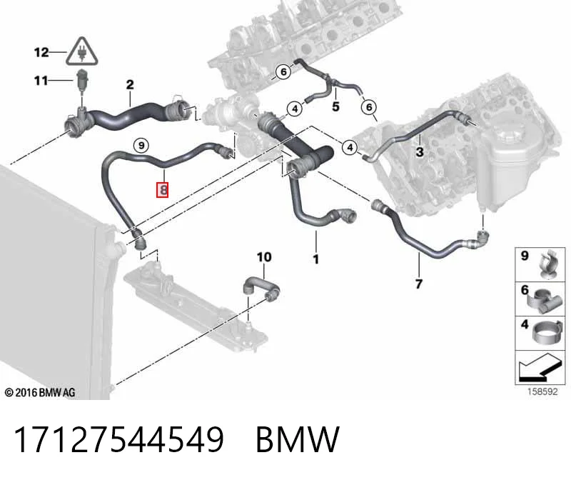17127544549 BMW Шланг (патрубок) охолодження масляного теплообмінника, подача