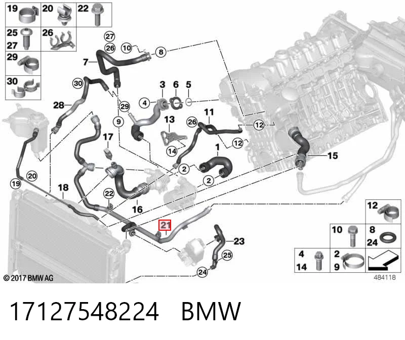 17127548224 BMW Шланг розширювального бачка, нижній