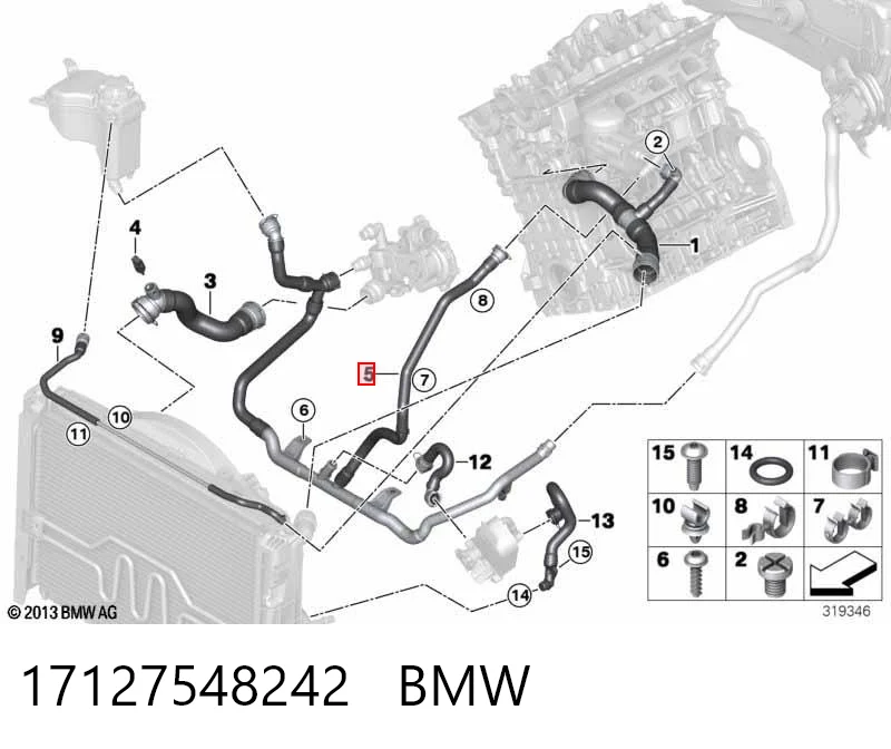 17127548242 BMW Шланг розширювального бачка, нижній
