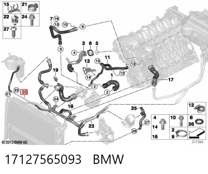 17127565093 BMW Шланг розширювального бачка, верхній