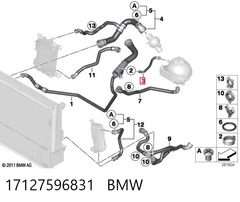 17127596831 BMW Шланг/патрубок водяного насоса, нагнітальний